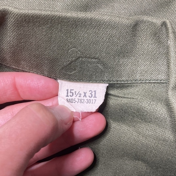 Vintage OG-107 Green Long Sleeve Button Down Military Shirt Size 15.5 x 31 - Picture 7 of 11